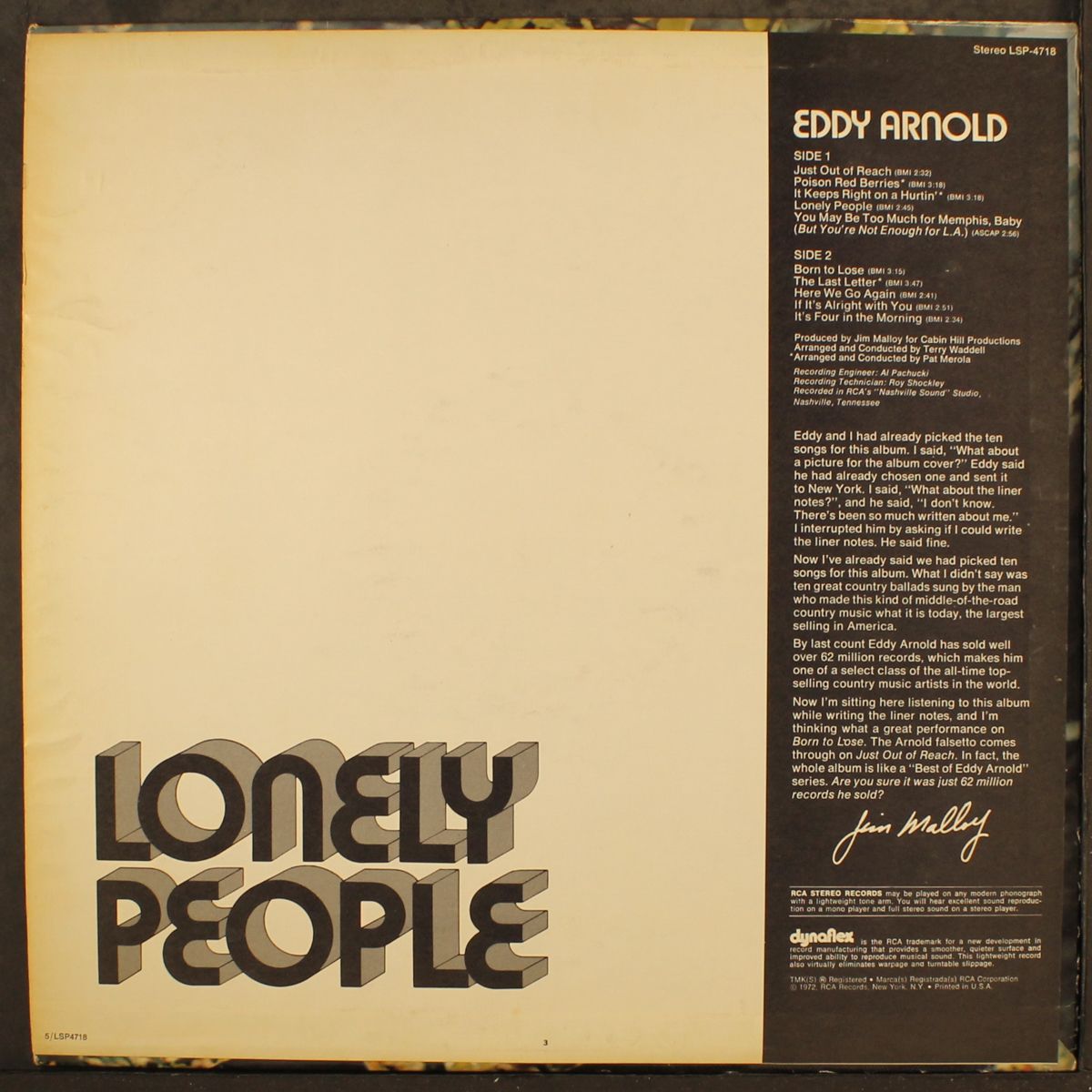 lonely people by EDDY ARNOLD