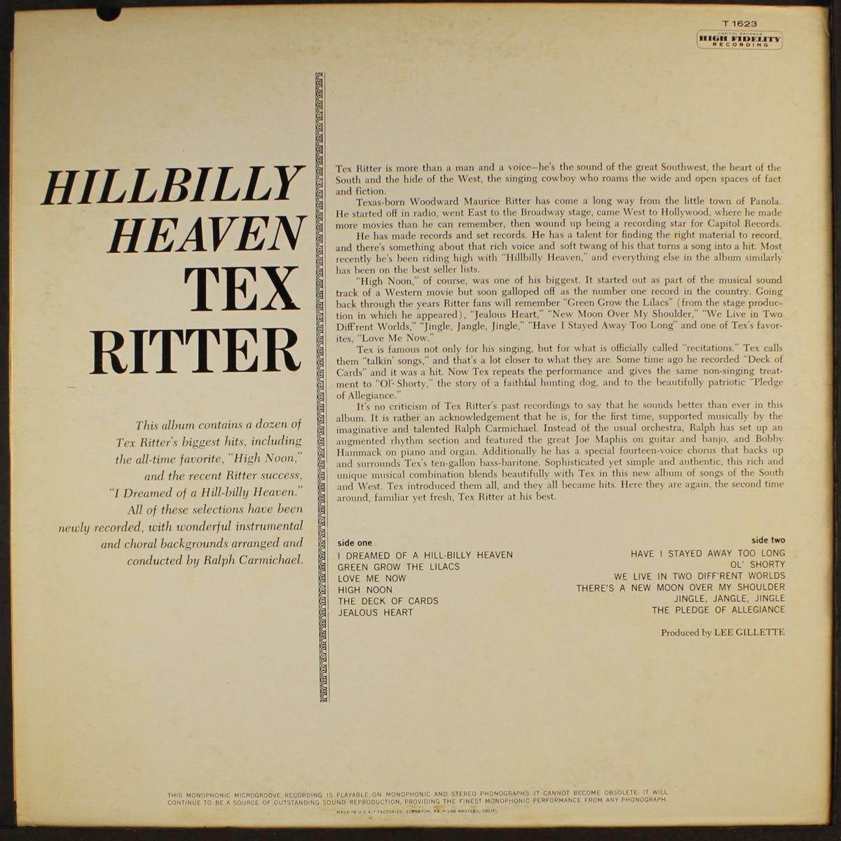 hillbilly heaven by TEX RITTER