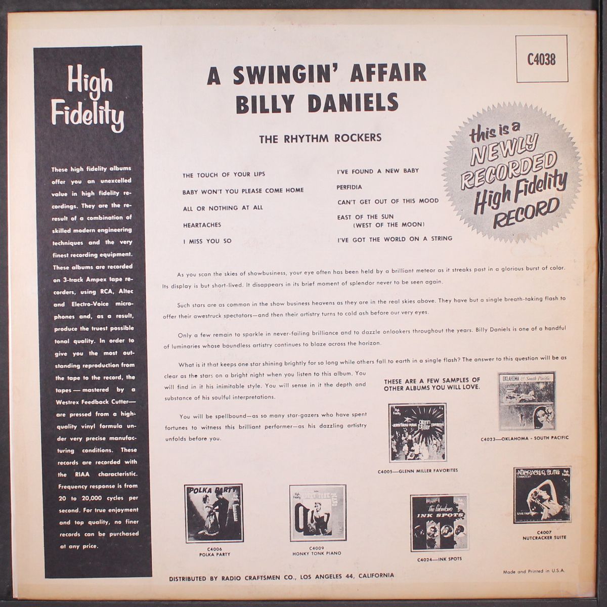 a swingin' affair by BILLY DANIELS