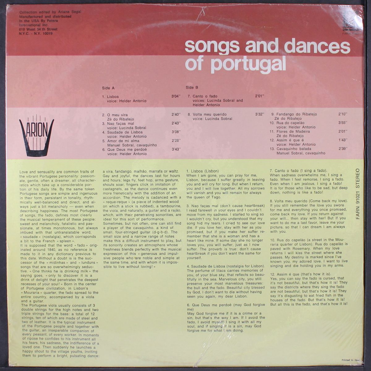 songs and dances of portugal by VARIOUS