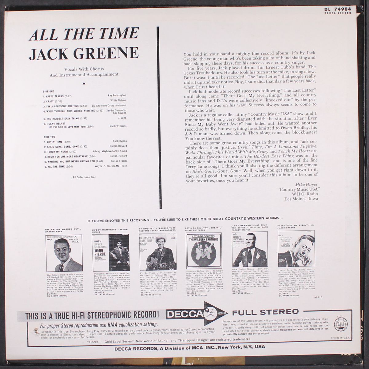all the time by JACK GREENE