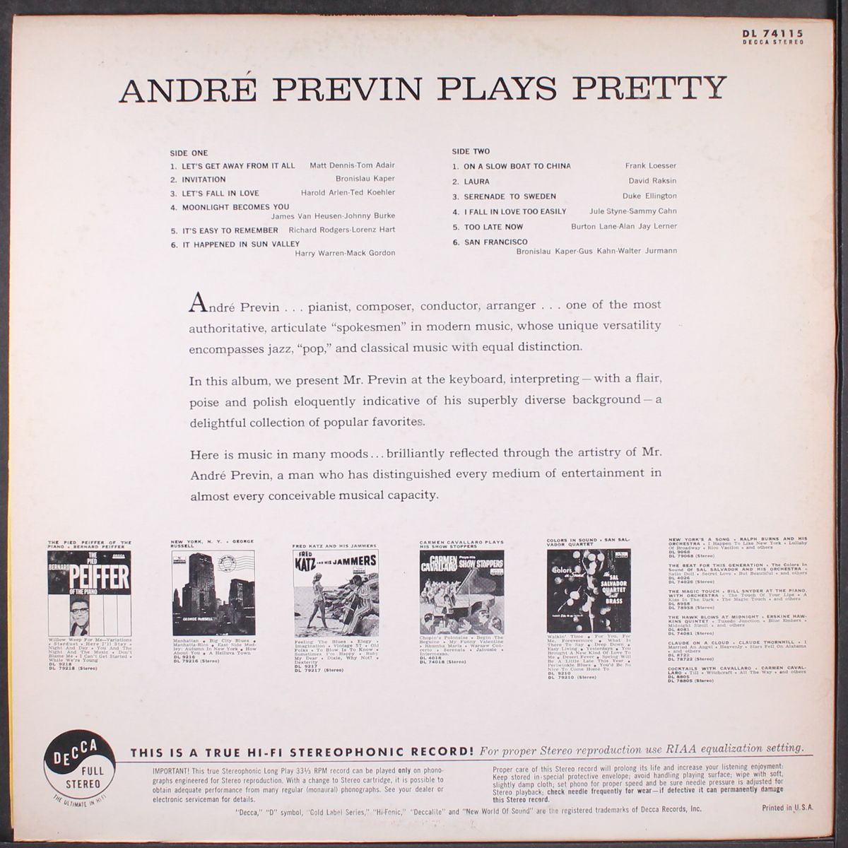 plays pretty by ANDRE PREVIN