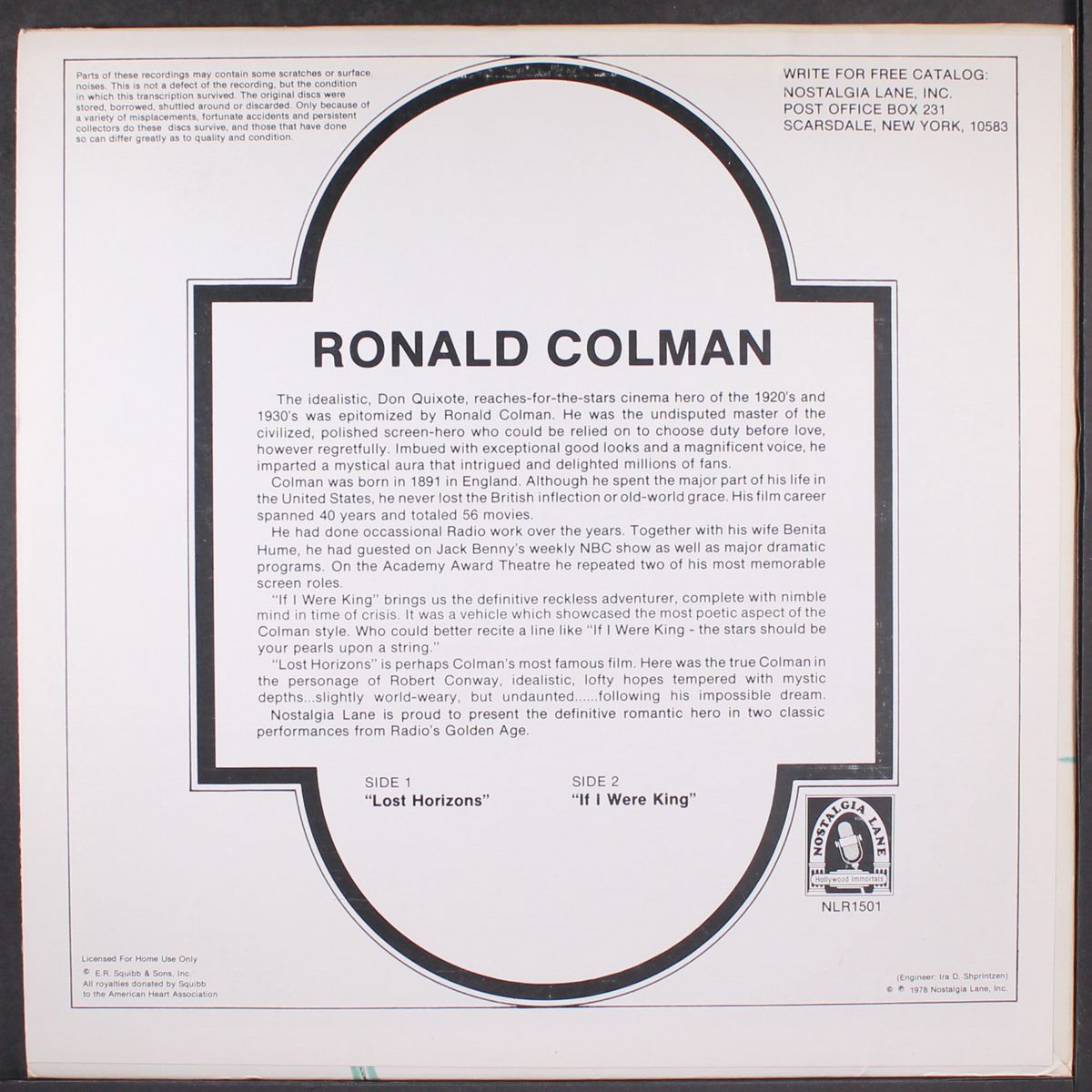 lost horizon & if i were king (ronald colman) by ORIGINAL RADIO BROADCAST