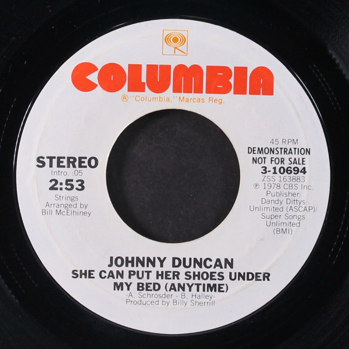 she can put her shoes under my bed / mono by JOHNNY DUNCAN