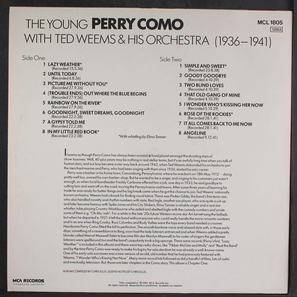the young perry como with ted weems & his orchestra by PERRY COMO