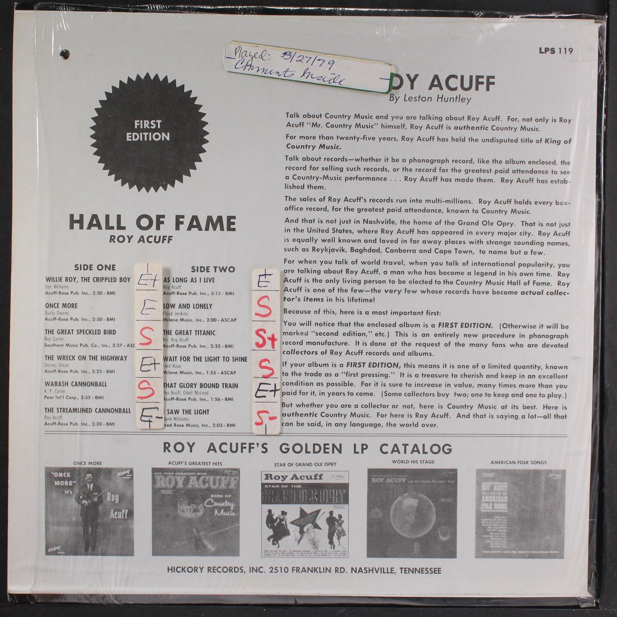 country music hall of fame by ROY ACUFF