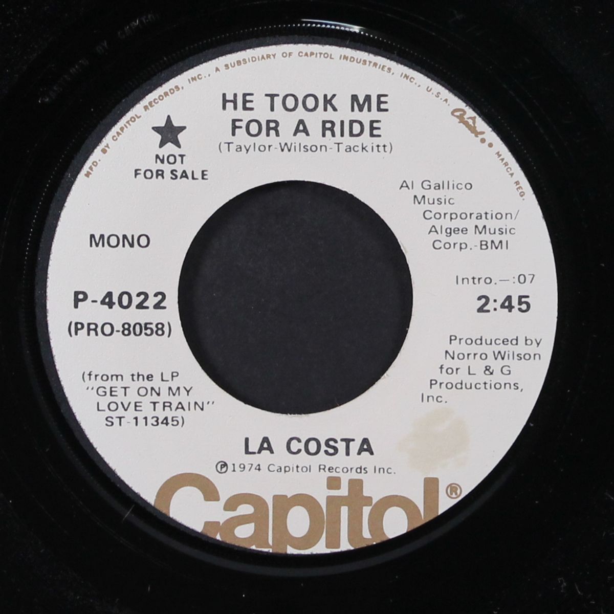 he took me for a ride / mono by LA COSTA