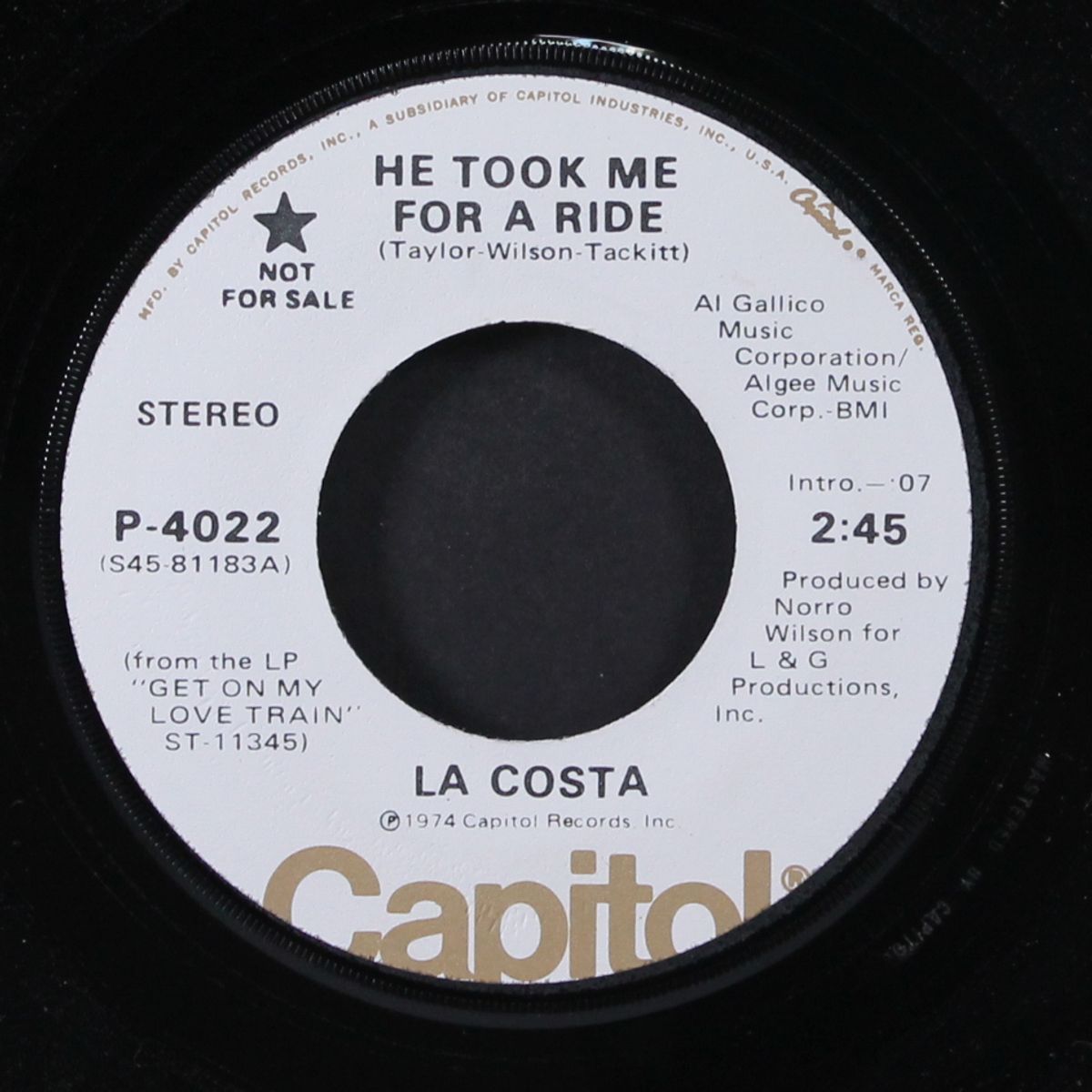 he took me for a ride / mono by LA COSTA