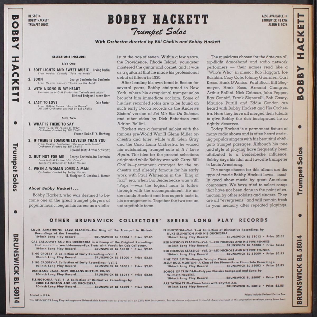 trumpet solos by BOBBY HACKETT
