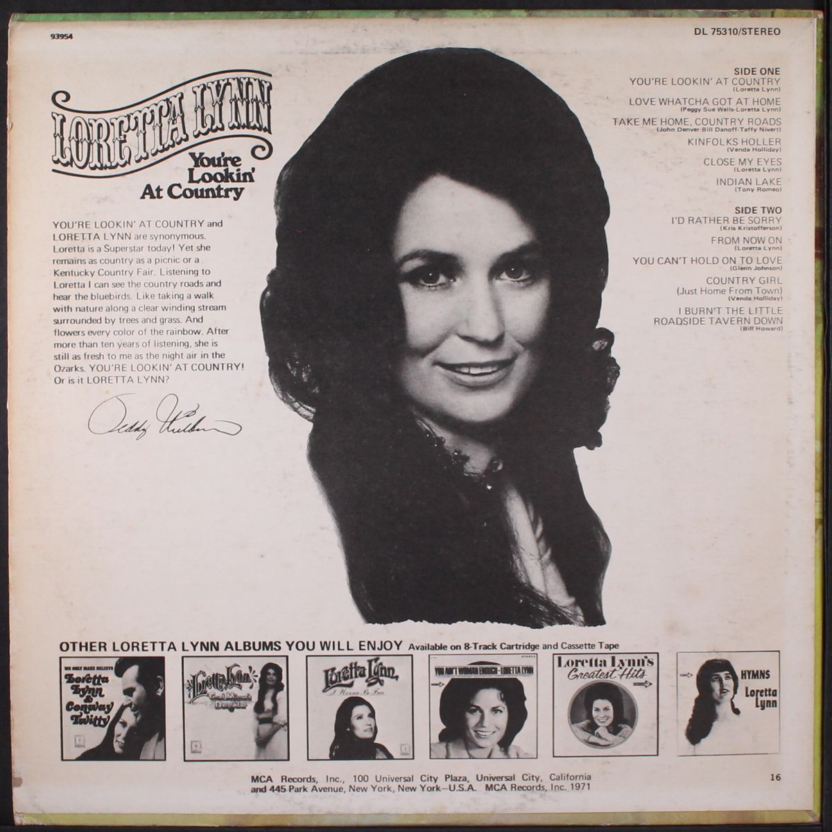 you're lookin' at country by LORETTA LYNN