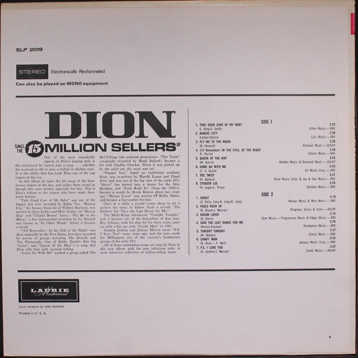 sings the 15 million sellers by DION