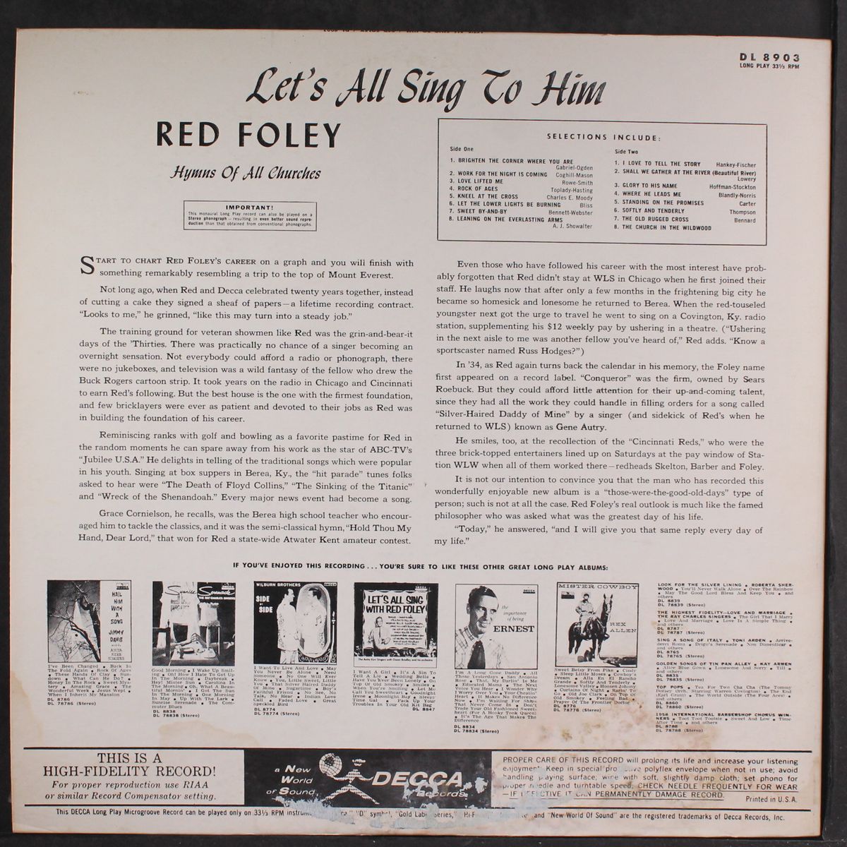let's all sing to him by RED FOLEY