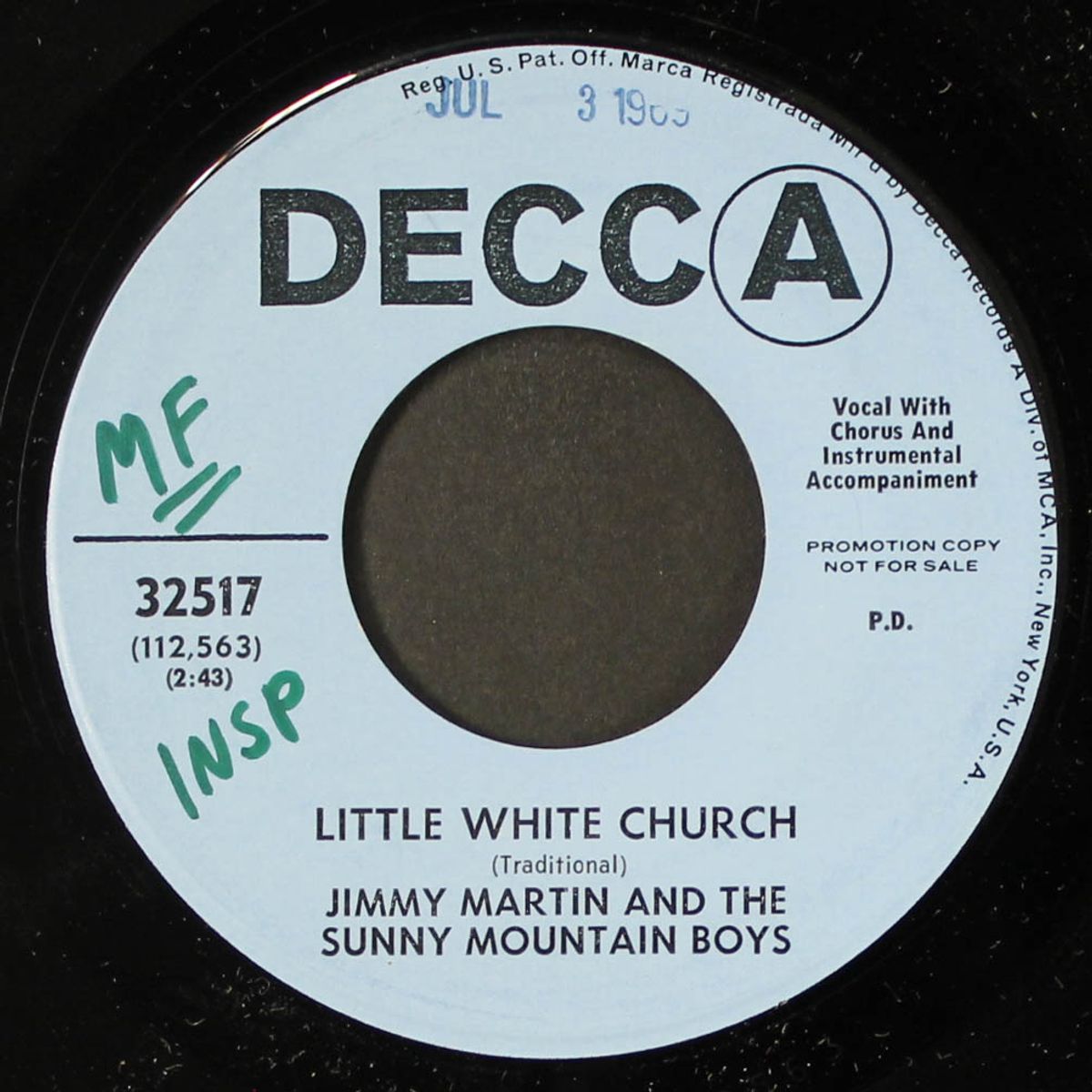 give me your hand / little white church by JIMMY MARTIN