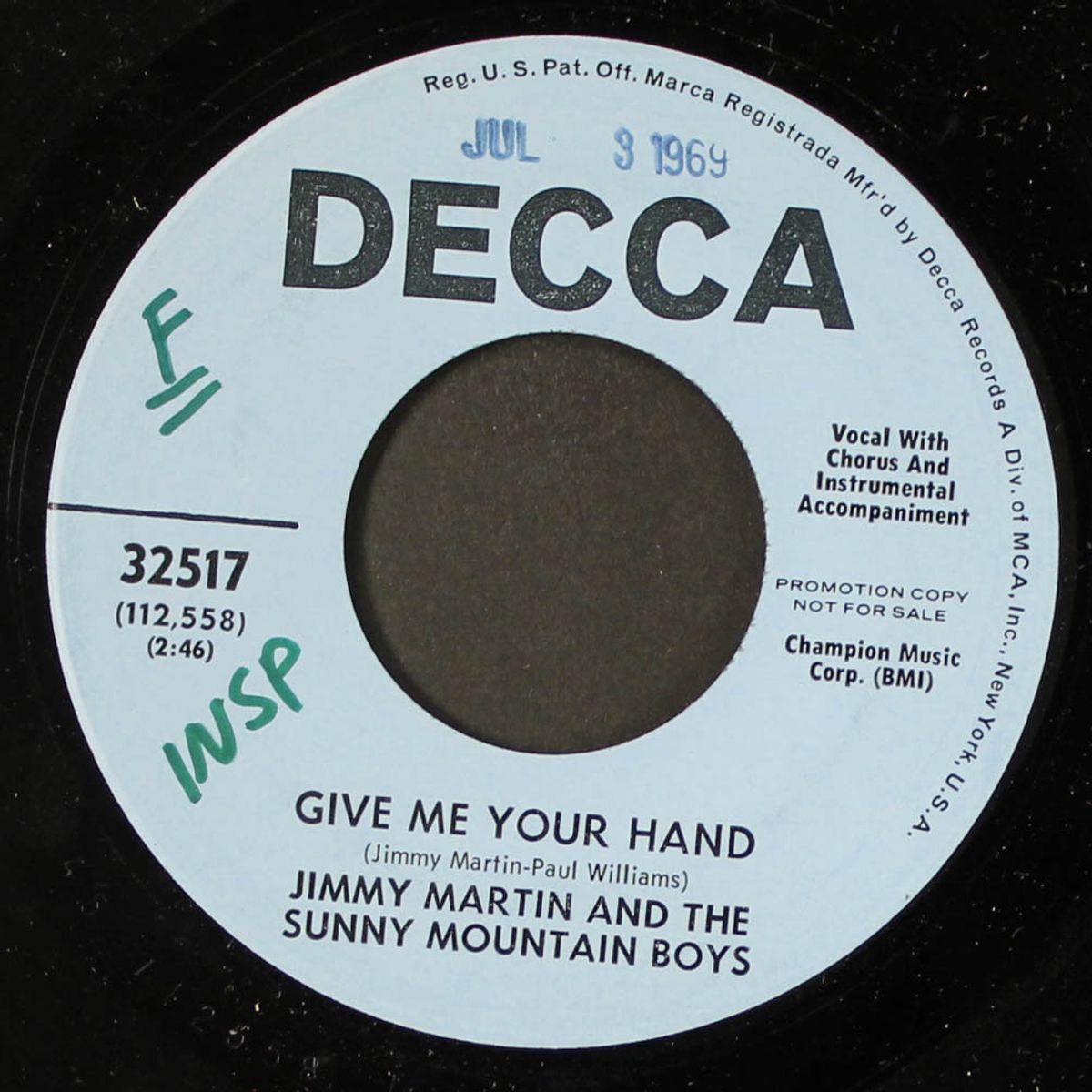 give me your hand / little white church by JIMMY MARTIN