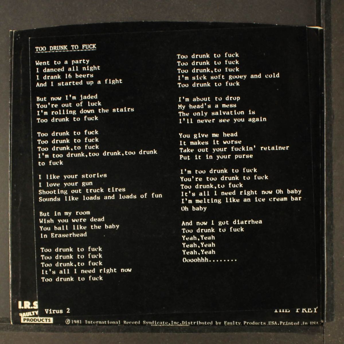too drunk to f*ck / the prey by DEAD KENNEDYS