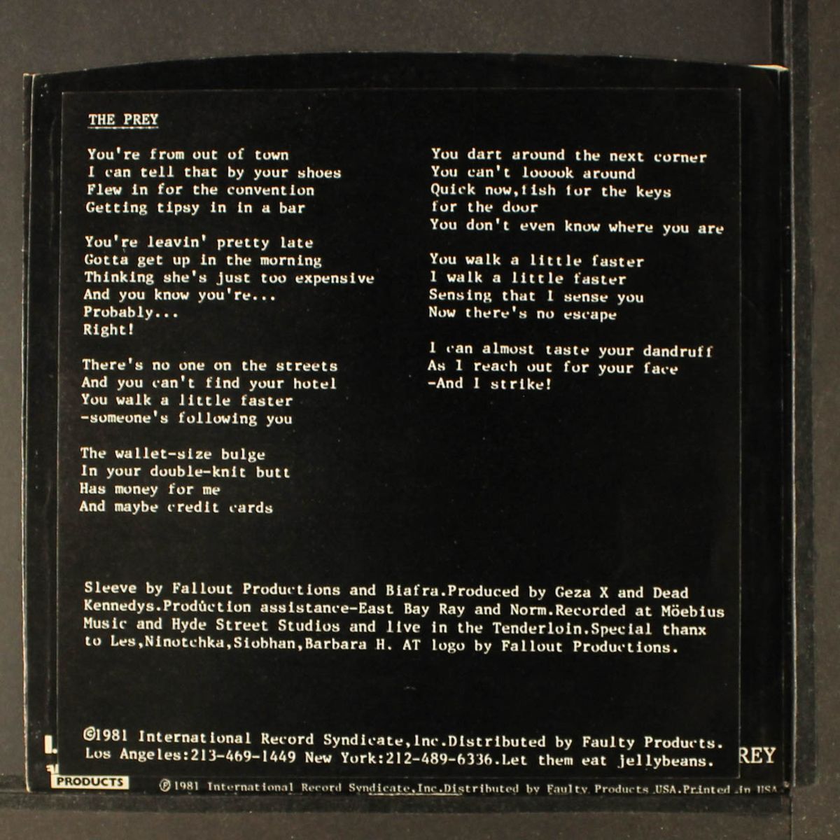 too drunk to f*ck / the prey by DEAD KENNEDYS