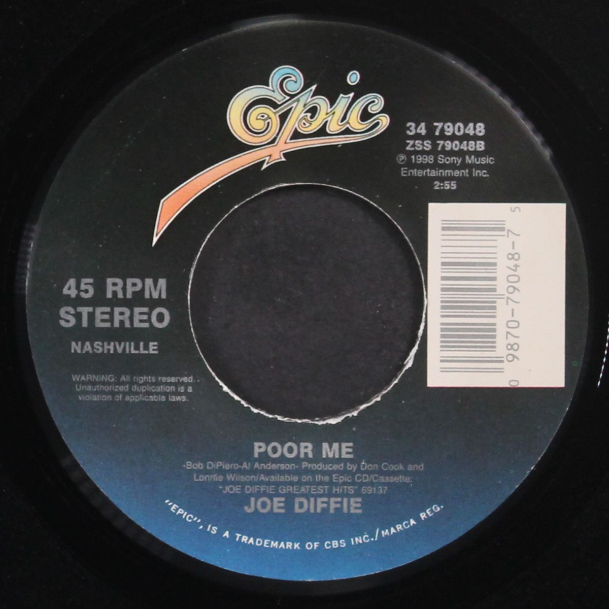 texas sized heartache / poor me by JOE DIFFIE