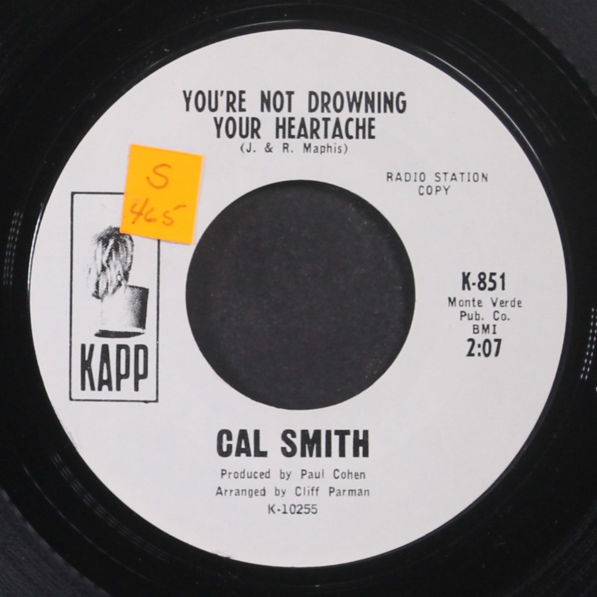 you're not drowning your heartache by CAL SMITH