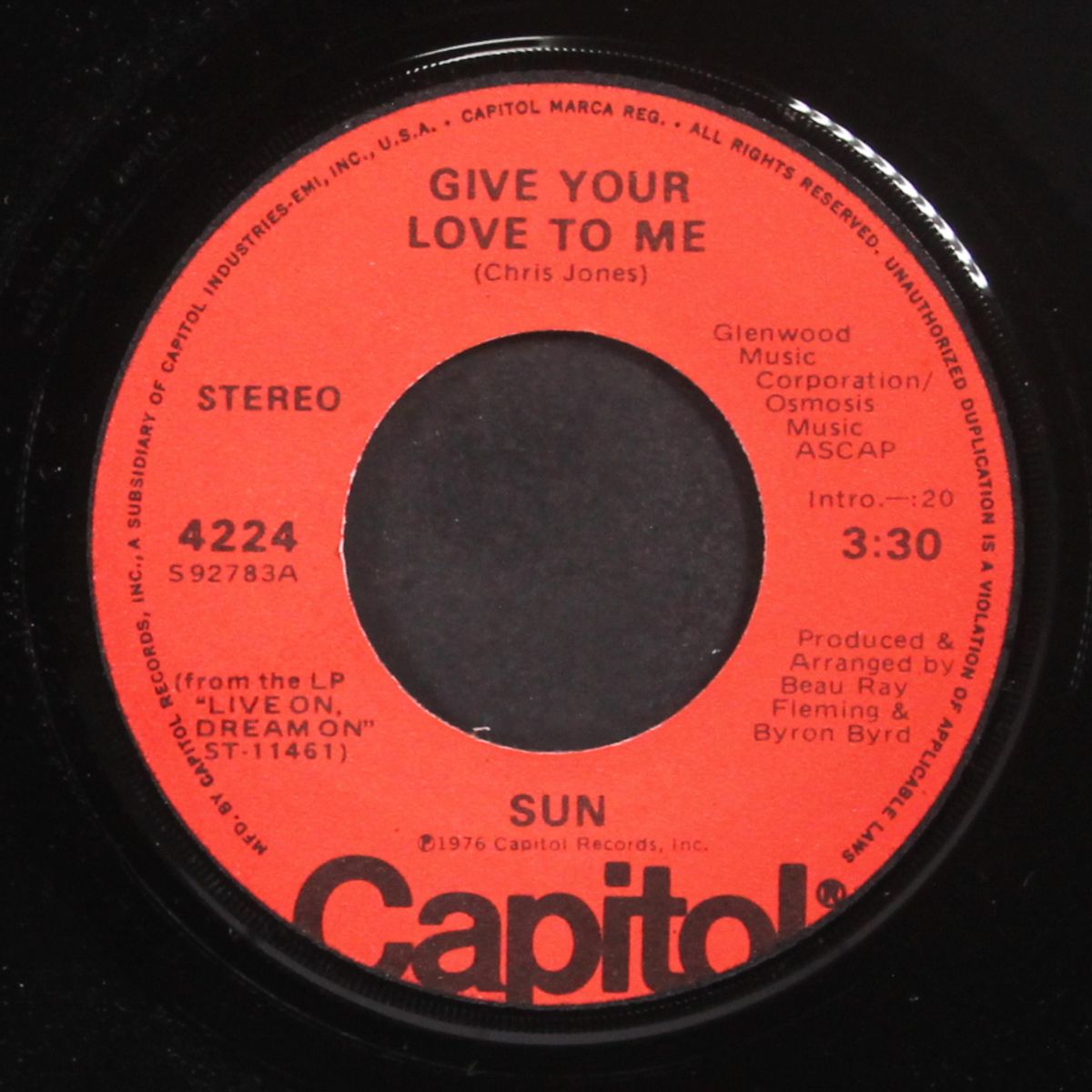 live on, dream on / give your love to me by SUN