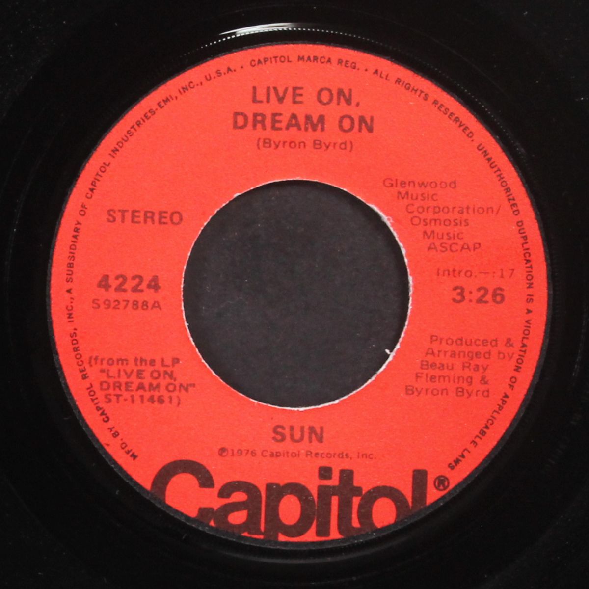 live on, dream on / give your love to me by SUN