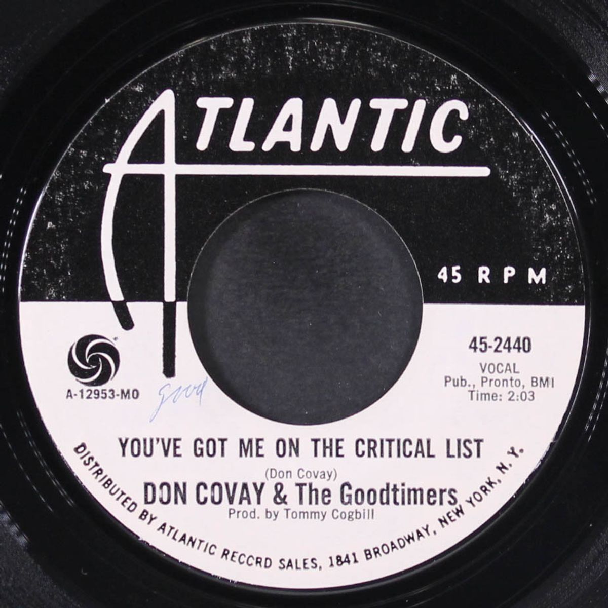 you've got me on the critical list / never had no love by DON COVAY