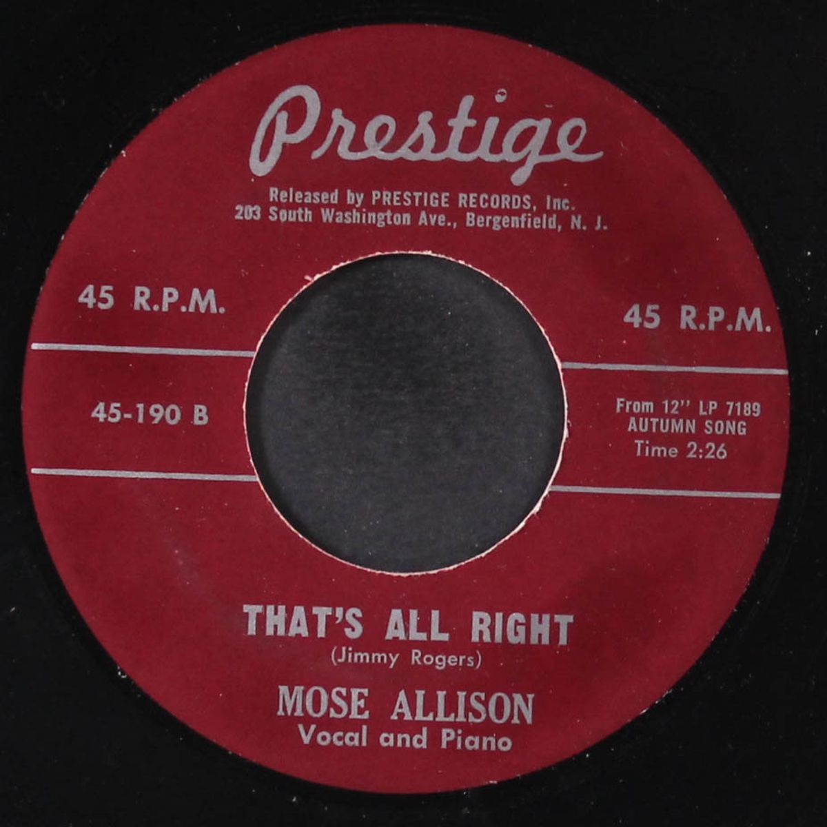 eyesight to the blind / that's all right by MOSE ALLISON