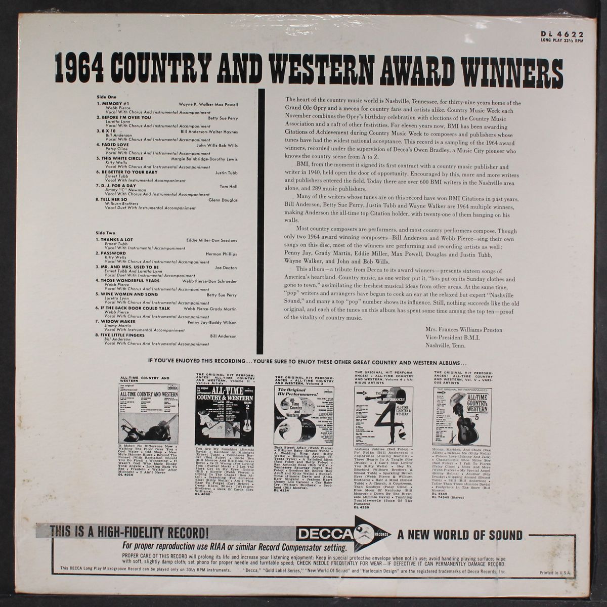 1964 country & western award winners by VARIOUS