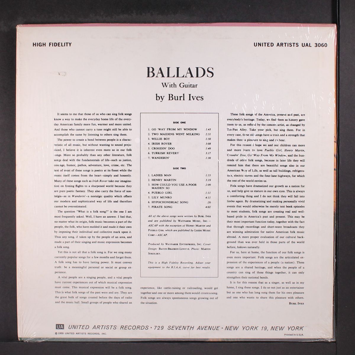 ballads with guitar by BURL IVES