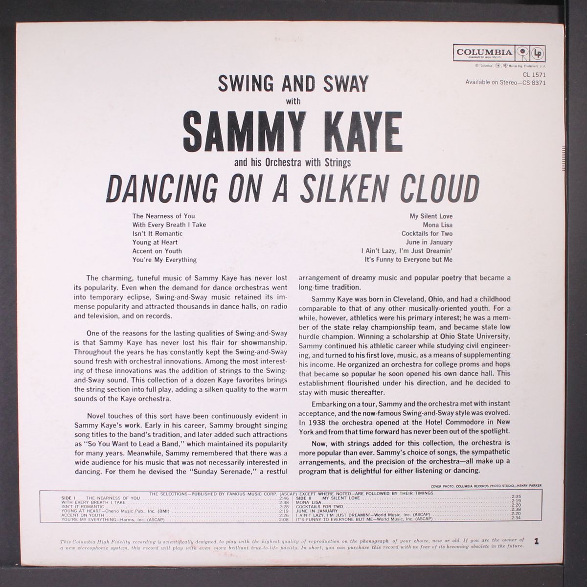 dancing on a silken cloud by SAMMY KAYE