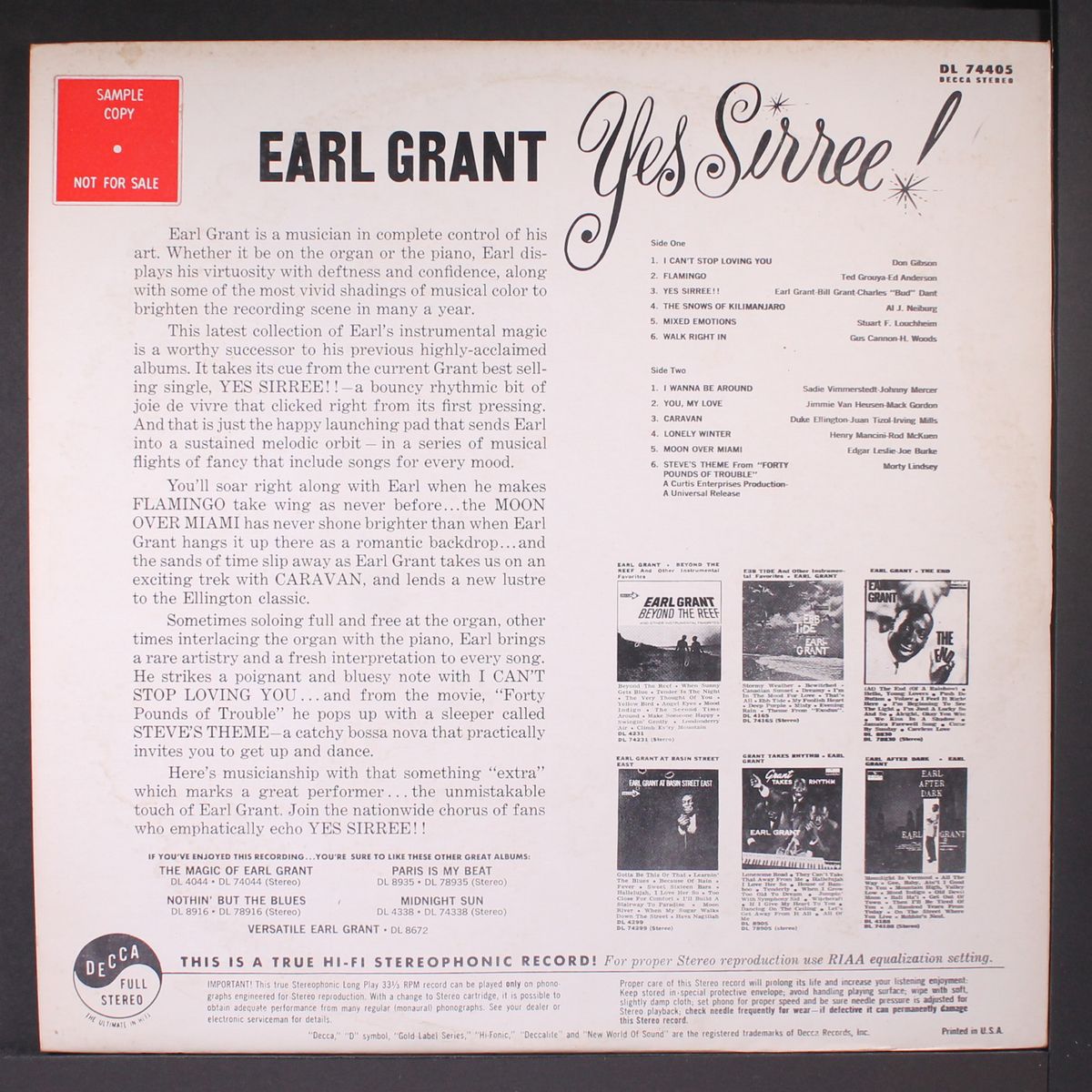 yes sirree by EARL GRANT