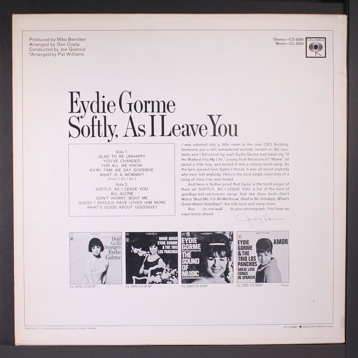 softly as i leave you by EYDIE GORME