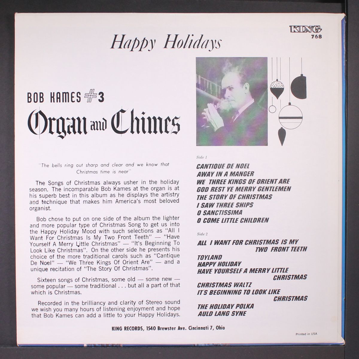 organ and chimes, vol. 3 - happy holidays by BOB KAMES