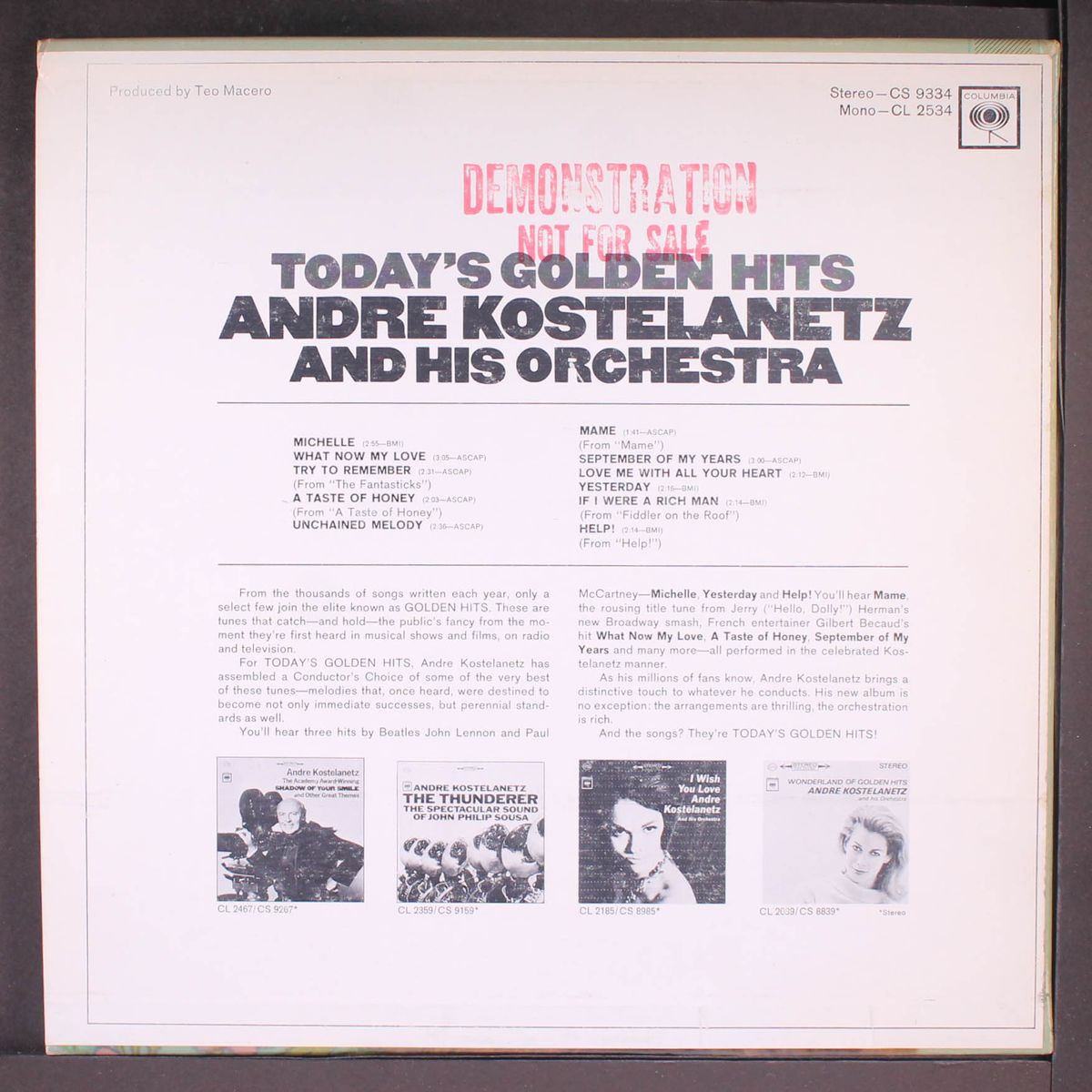 today's golden hits by ANDRE KOSTELANETZ