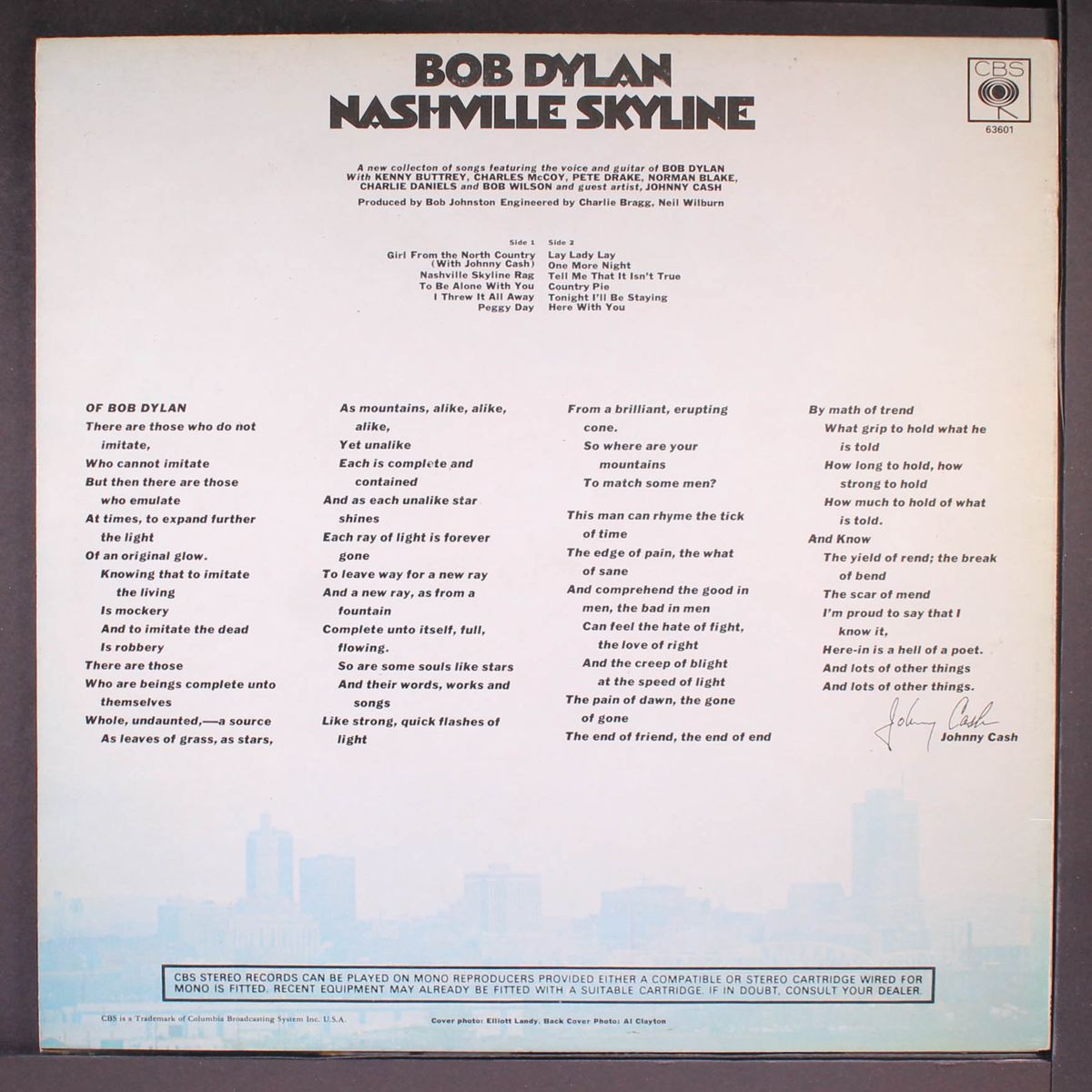 nashville skyline by BOB DYLAN