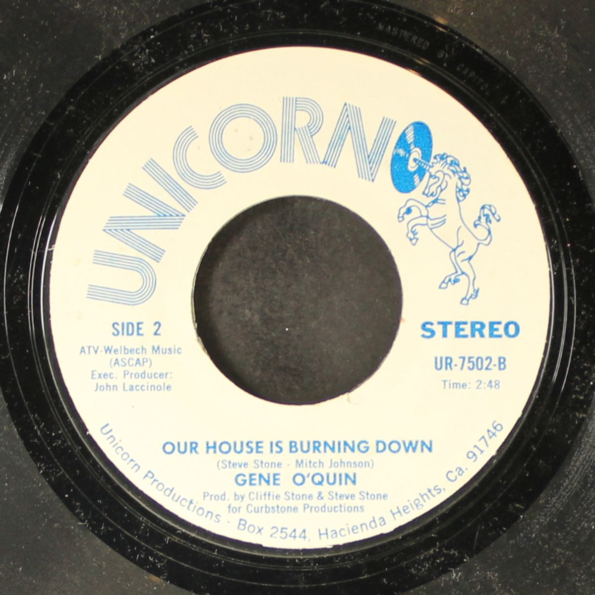 our house is burning down / i'm gonna live the life they sing about by GENE O'QUIN