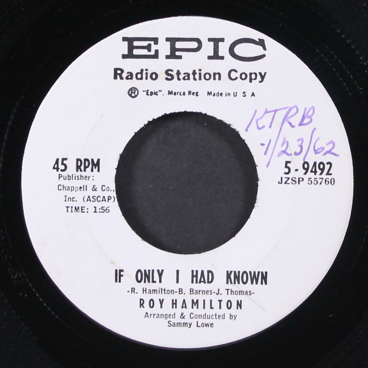 don't come cryin' to me / if only i had known by ROY HAMILTON