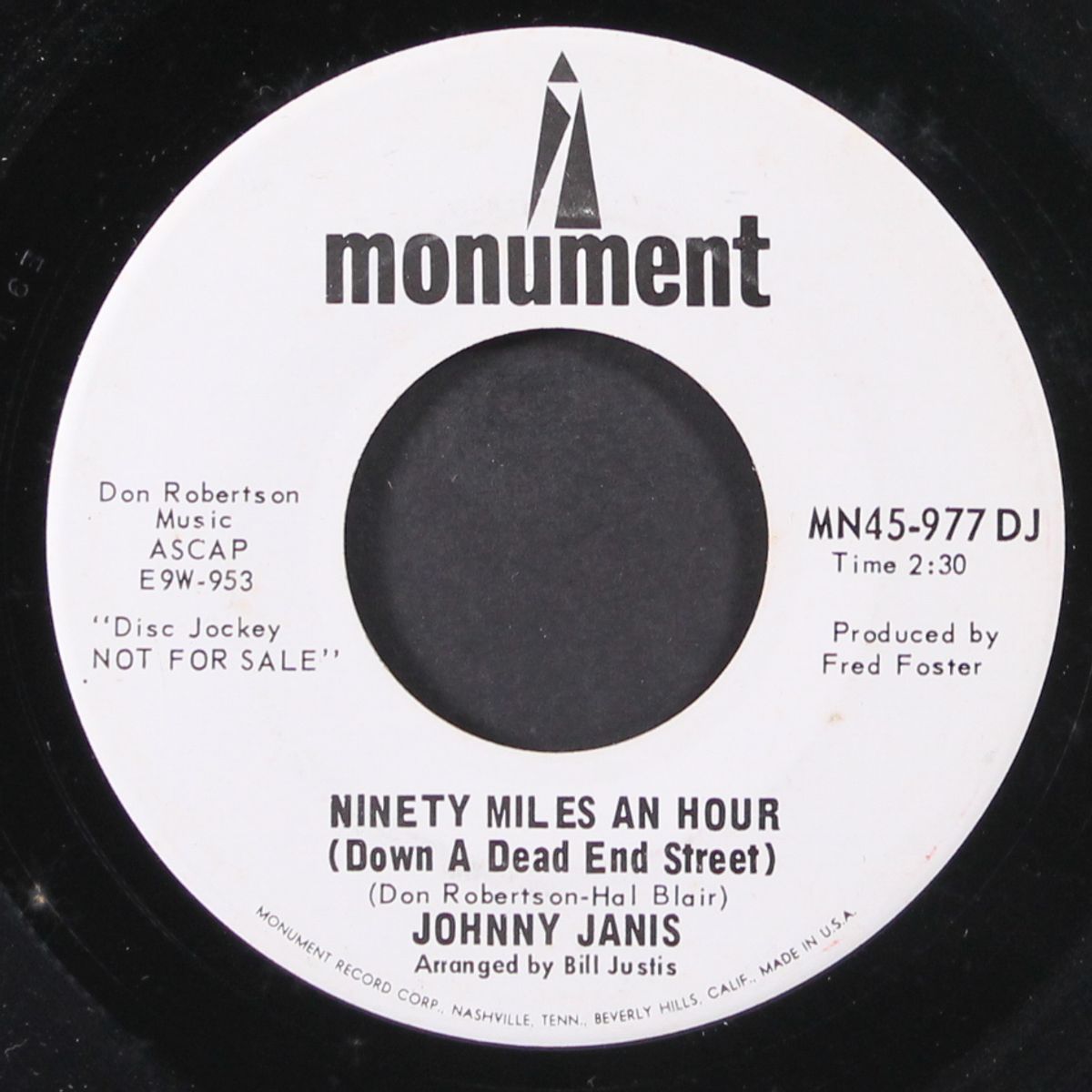 you're free to go / ninety miles an hour by JOHNNY JANIS