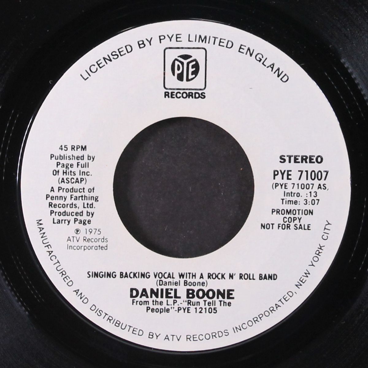 singing backing vocal with a rock n' roll band / mono by DANIEL BOONE