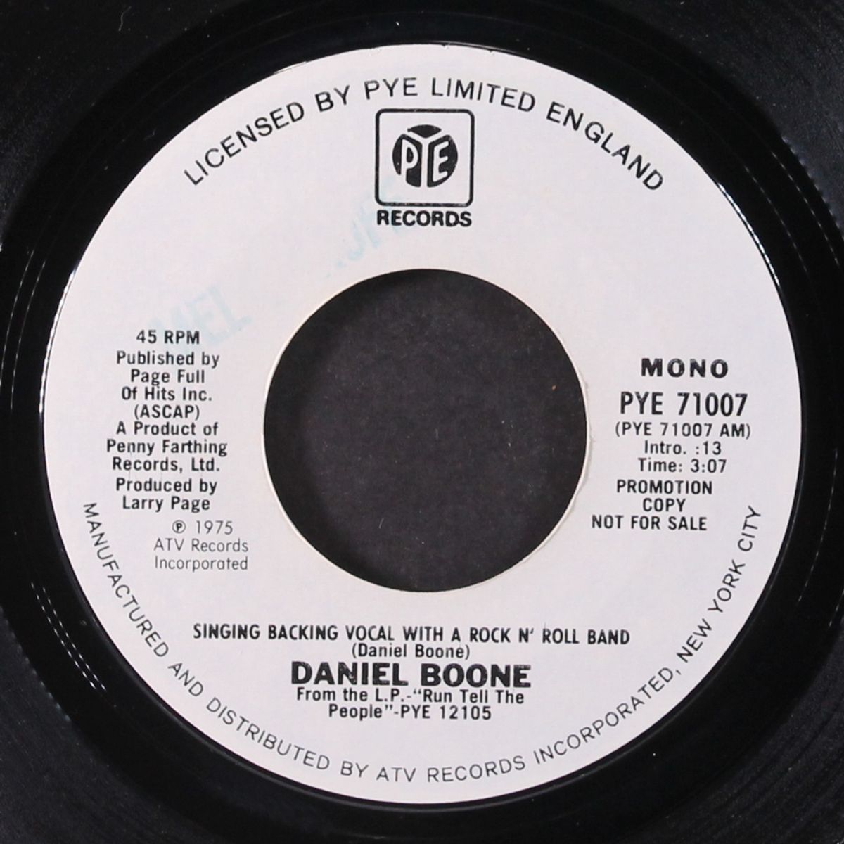 singing backing vocal with a rock n' roll band / mono by DANIEL BOONE