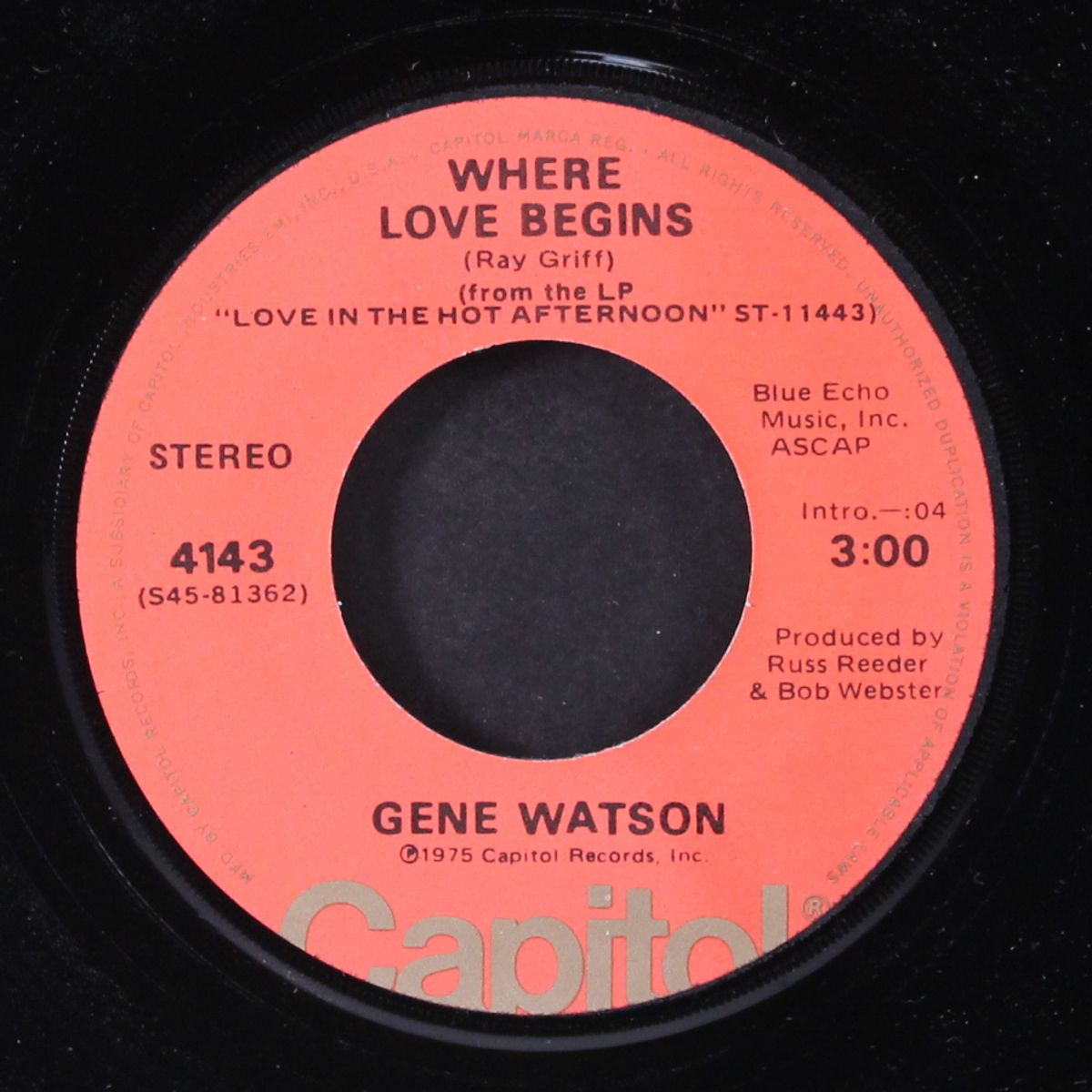 long enough to care / where love begins by GENE WATSON