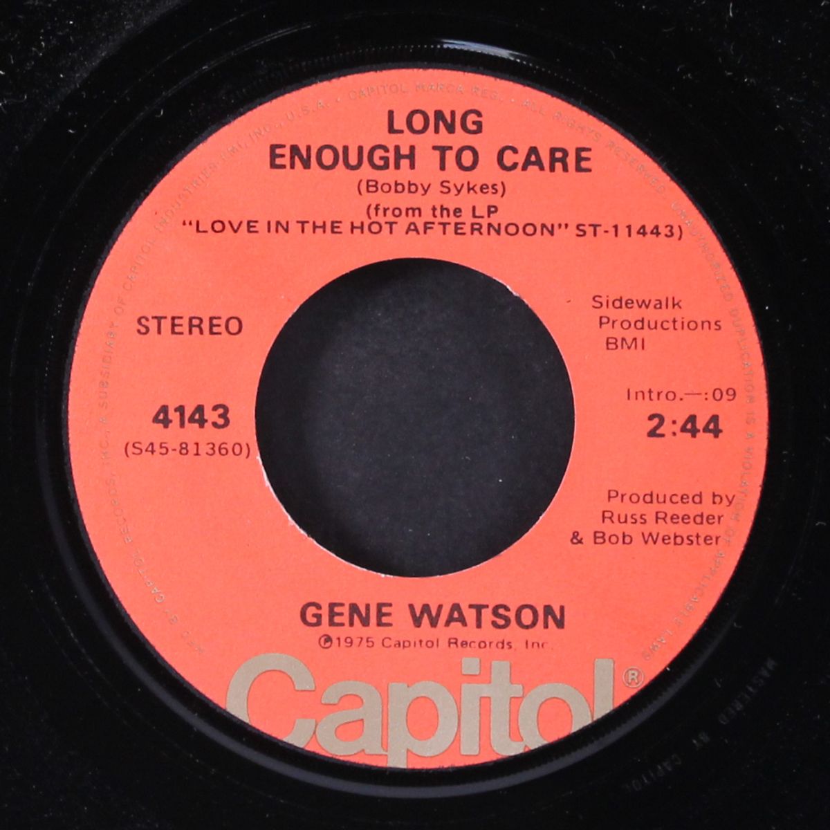 long enough to care / where love begins by GENE WATSON