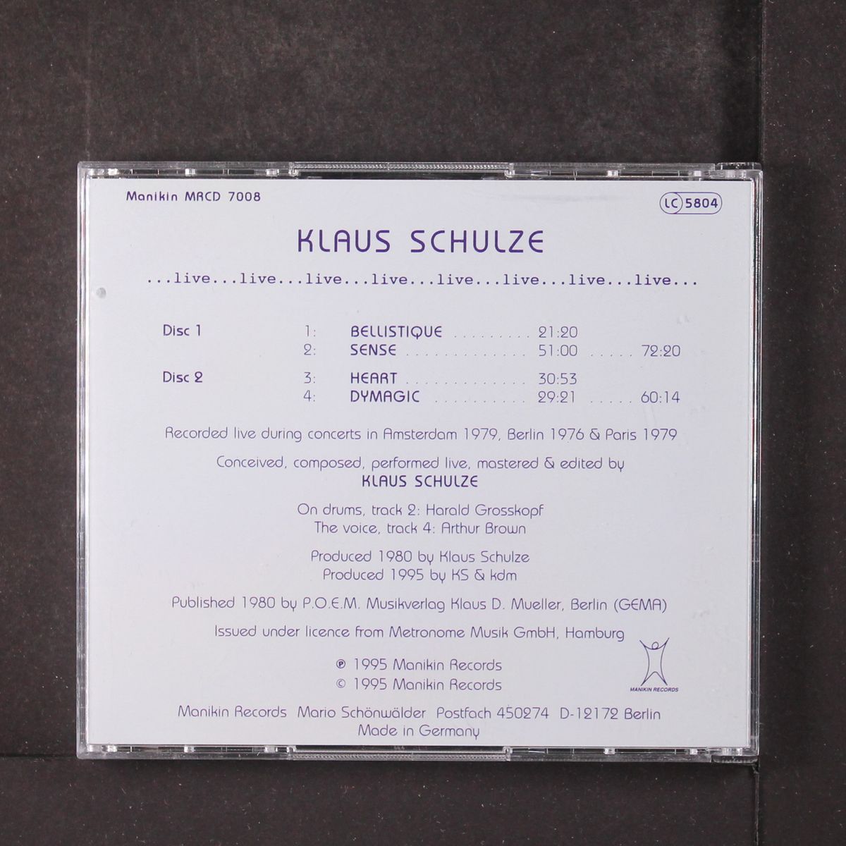 ...live... by KLAUS SCHULZE