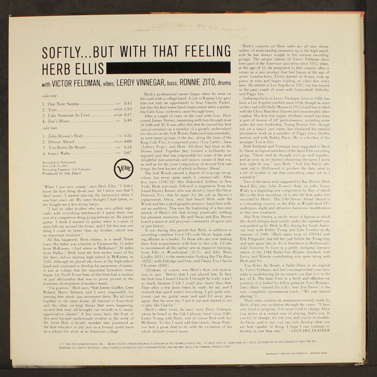 softly...but with that feeling by HERB ELLIS
