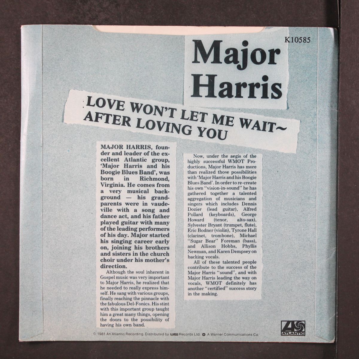 love won't let me wait / after loving you by MAJOR HARRIS