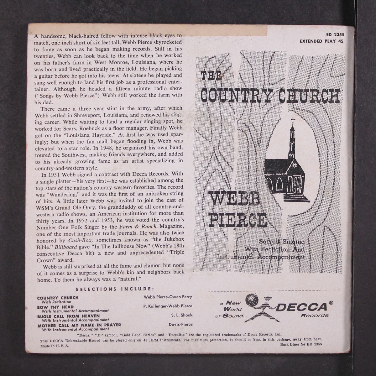 country church by WEBB PIERCE