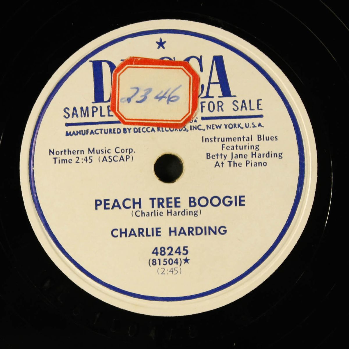 i'm a man of experience / peach tree boogie by CHARLIE HARDING