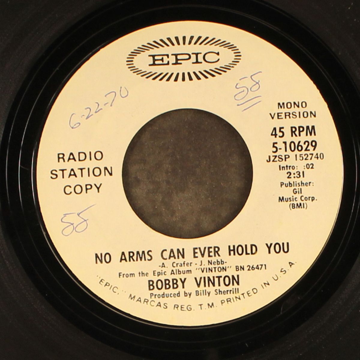 no arms can ever hold you / mono by BOBBY VINTON