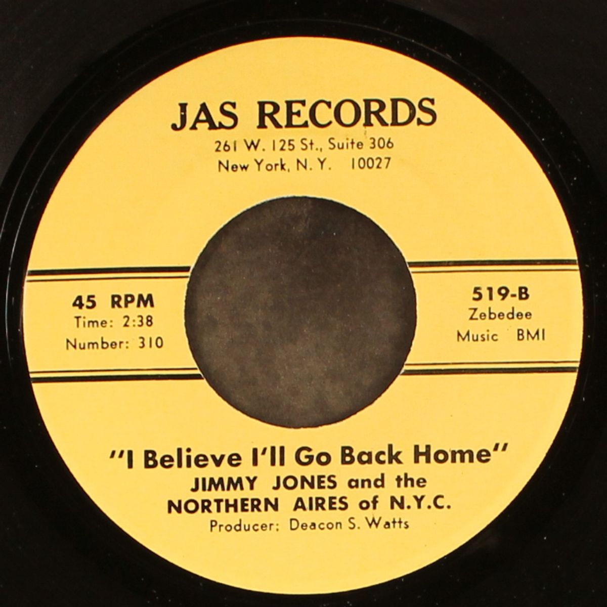 when jesus call me / i believe i\xc3\xa2\xe2\x82\xac\xe2\x84\xa2ll go back home by JIMMY JONES & NORTHERN AIRES OF N.Y.C.