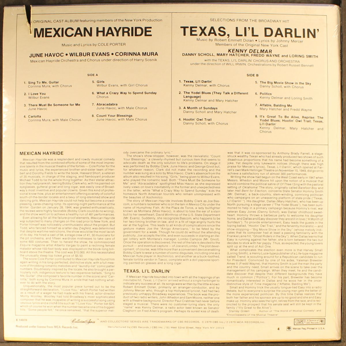 mexican hayride / texas li'l darlin' by ORIGINAL CAST