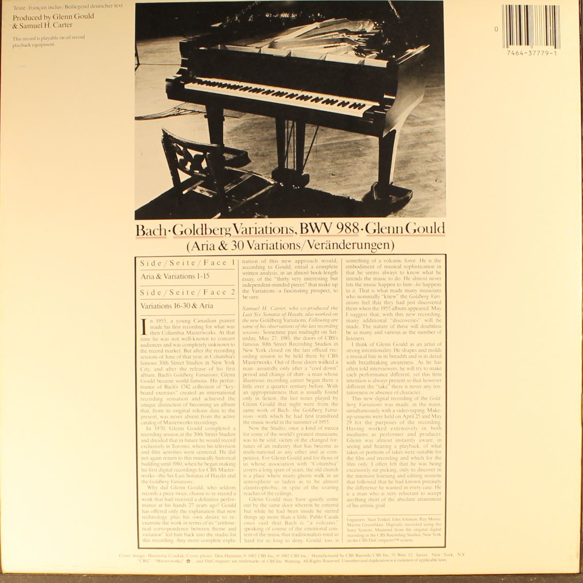bach: the goldberg variations by GLENN GOULD